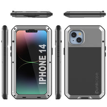 Load image into Gallery viewer, Étui en métal pour iPhone 15, Coque robuste de qualité militaire [antichoc] en corps complet [argenté]

