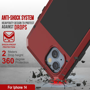 Coque en métal pour iPhone 14, étui blindé antichoc de qualité militaire, résistant et robuste [rouge].