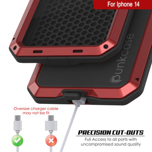 Coque en métal pour iPhone 14, étui blindé antichoc de qualité militaire, résistant et robuste [rouge].