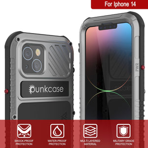 Coque iPhone 14 Metal Extreme 3.0, étui robuste de qualité militaire, couverture blindée [anti-choc] étanche en aluminum [argenté]