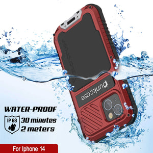 Coque iPhone 14 Metal Extreme 3.0, étui robuste de qualité militaire [antichoc] en aluminium étanche [rouge]