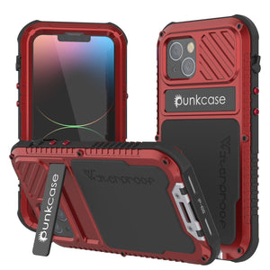 Coque iPhone 14 Metal Extreme 3.0, étui robuste de qualité militaire [antichoc] en aluminium étanche [rouge]