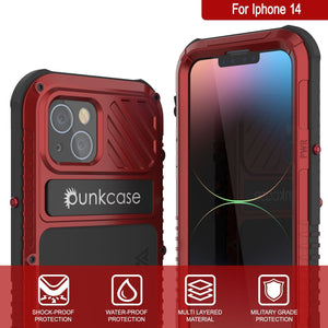 Coque iPhone 14 Metal Extreme 3.0, étui robuste de qualité militaire [antichoc] en aluminium étanche [rouge]