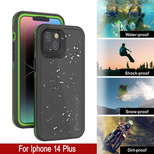 Étui imperméable Punkcase pour iPhone 14 Plus [Série Aqua] Coque de protection [Noir-Vert]