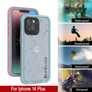 Coque étanche Punkcase pour iPhone 14 Plus [Série Aqua] Protection renforcée [Rose clair] [Dos transparent]