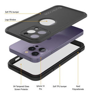 Étui étanche Punkcase iPhone 14 Pro [Série Aqua Extreme] Coque blindée [Noir]