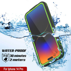 Punkcase Coque Étanche pour iPhone 14 Pro [Série Aqua] Étui de Protection [Noir-Vert]