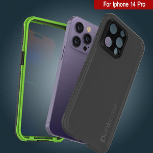 Punkcase Coque Étanche pour iPhone 14 Pro [Série Aqua] Étui de Protection [Noir-Vert]