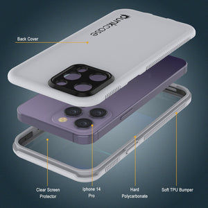 Coque étanche Punkcase pour iPhone 14 Pro [Série Aqua] Coque blindée [Blanc]