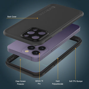 Coque étanche Punkcase iPhone 14 Pro [Série Aqua] Coque de protection [Noir]