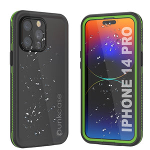 Punkcase Coque Étanche pour iPhone 14 Pro [Série Aqua] Étui de Protection [Noir-Vert]