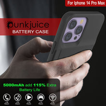 Charger l&#39;image dans la galerie, iPhone 14 Pro Max Battery Case, PunkJuice 4800mAH Fast Charging Power Bank W/ Screen Protector | [Black] 
