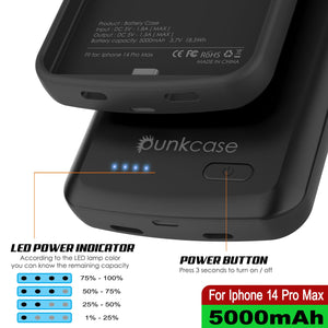 Coque batterie iPhone 15 Pro Max, PunkJuice 5000mAh Power Bank de charge rapide avec protecteur d'écran | [Teal]