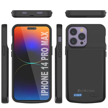 Load image into Gallery viewer, Coque de batterie iPhone 15 Pro Max, PunkJuice 5000 mAh Power Bank de charge rapide avec protecteur d&#39;écran | [Noir]
