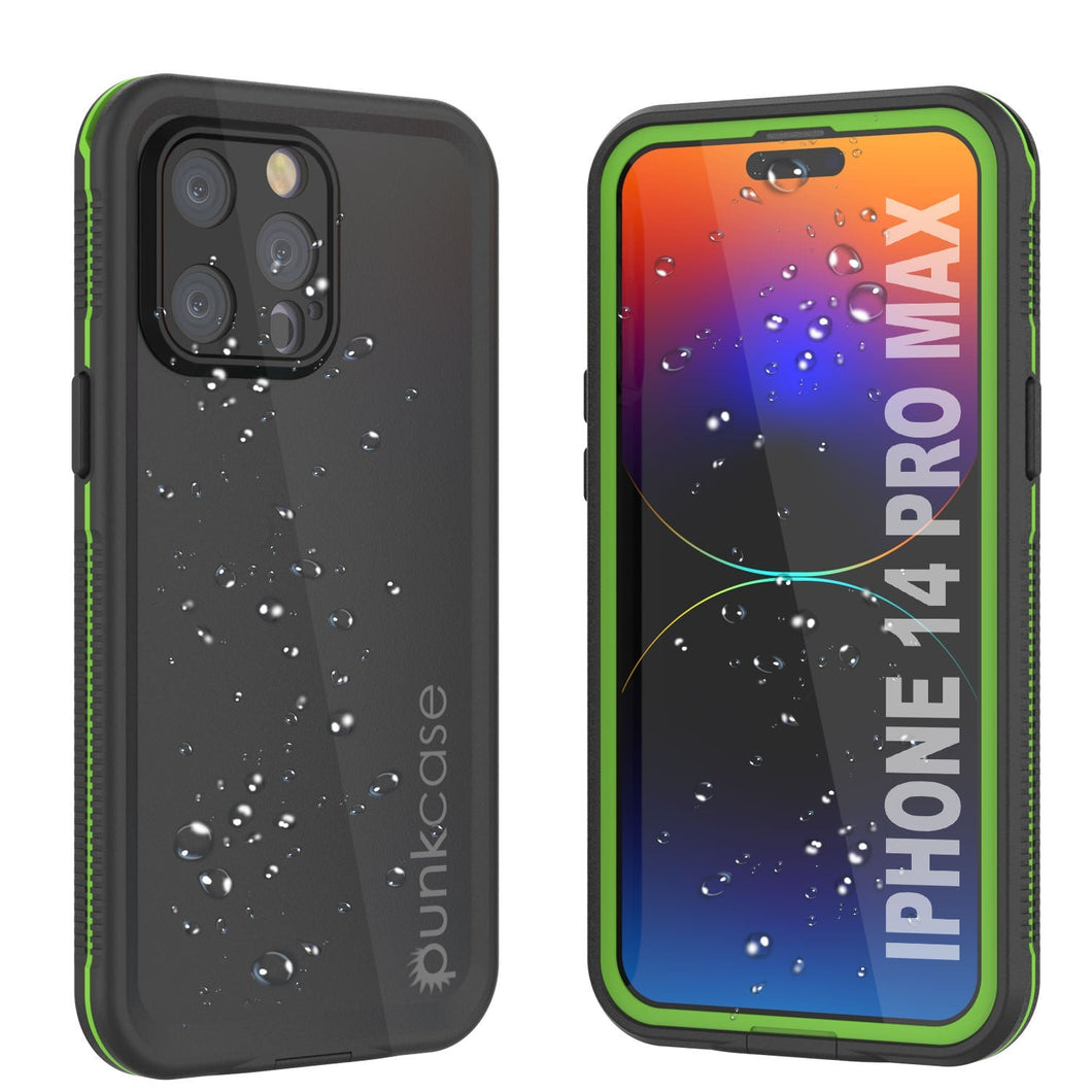 Coque étanche Punkcase pour iPhone 14 Pro Max [Série Aqua] Étui de protection [Noir-Vert]