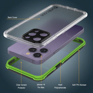 Étui étanche Punkcase pour iPhone 14 Pro Max [Série Aqua] Coque de protection [Noir Transparent] [Dos Transparent]
