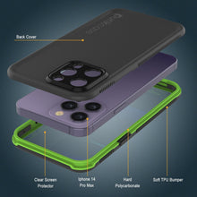 Load image into Gallery viewer, Coque étanche Punkcase pour iPhone 14 Pro Max [Série Aqua] Étui de protection [Noir-Vert]
