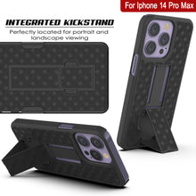 Charger l&#39;image dans la galerie, Coque Punkcase pour iPhone 14 Pro Max avec protecteur d&#39;écran en verre trempé, clip de ceinture à étui et support intégré [Noir]
