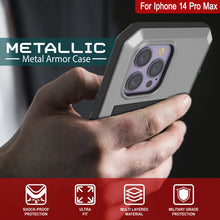 Charger l&#39;image dans la galerie, Coque en métal pour iPhone 15 Pro Max, étui robuste de qualité militaire [antichoc] intégral rigide [argent]
