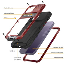 Load image into Gallery viewer, Coque iPhone 14 Pro Max Metal Extreme 3.0, protectrice de qualité militaire avec armure résistante [anti-choc], étui en aluminium waterproof [rouge]
