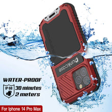 Load image into Gallery viewer, Coque iPhone 14 Pro Max Metal Extreme 3.0, protectrice de qualité militaire avec armure résistante [anti-choc], étui en aluminium waterproof [rouge]
