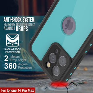 Coque étanche IP68 pour iPhone 14 Pro Max, Punkcase [teal] [série StudStar] [ajustement mince]