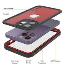 Load image into Gallery viewer, Coque étanche IP68 pour iPhone 14 Pro Max, Punkcase [Rouge] [Série StudStar] [Ajustement fin]
