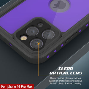 Coque étanche IP68 pour iPhone 14 Pro Max, Punkcase [Violet] [Série StudStar] [Slim Fit] [Anti-poussière]