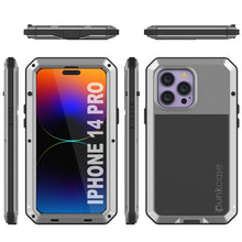 Load image into Gallery viewer, Coque en métal pour iPhone 15 Pro, robuste et résistante de qualité militaire, [antichoc] intégrale [argentée]
