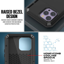 Load image into Gallery viewer, Coque en métal pour iPhone 15 Pro, protection militaire robuste [anti-choque] intégrale, rigide [noire].
