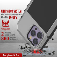 Load image into Gallery viewer, Coque en métal pour iPhone 15 Pro, robuste et résistante de qualité militaire, [antichoc] intégrale [argentée]
