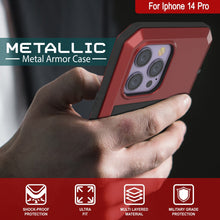 Load image into Gallery viewer, Coque en métal pour iPhone 15 Pro, étui robuste de qualité militaire [antichoc] intégral en dur [rouge].
