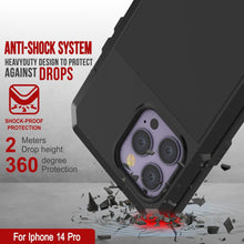 Load image into Gallery viewer, Coque en métal pour iPhone 15 Pro, étui résistant aux chocs de qualité militaire [antichoc] intégral, dure, couleur violette.
