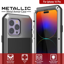 Load image into Gallery viewer, Coque en métal pour iPhone 15 Pro, robuste et résistante de qualité militaire, [antichoc] intégrale [argentée]
