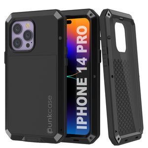 Coque de protection en métal pour iPhone 15 Pro, de qualité militaire et résistance [anti-choc], intégrale et rigide [bleue].