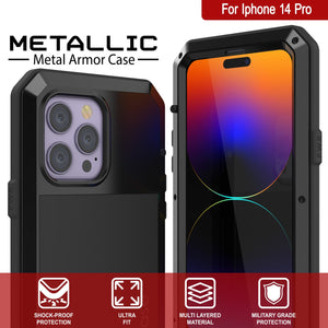 Coque de protection en métal pour iPhone 15 Pro, de qualité militaire et résistance [anti-choc], intégrale et rigide [bleue].