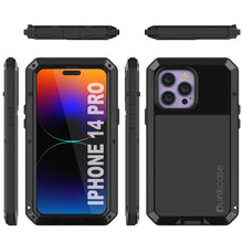 Load image into Gallery viewer, Coque en métal pour iPhone 15 Pro, protection militaire robuste [anti-choque] intégrale, rigide [noire].
