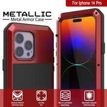 Load image into Gallery viewer, Coque en métal pour iPhone 15 Pro, étui robuste de qualité militaire [antichoc] intégral en dur [rouge].
