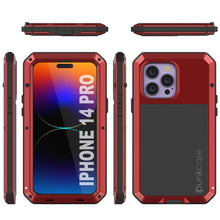 Load image into Gallery viewer, Coque en métal pour iPhone 15 Pro, étui robuste de qualité militaire [antichoc] intégral en dur [rouge].
