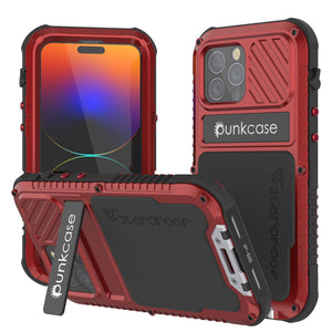 Coque étanche en aluminium pour iPhone 16 Pro Metal Extreme 3.0 Series IP68 avec protecteur d'écran intégré et béquille [Rouge]