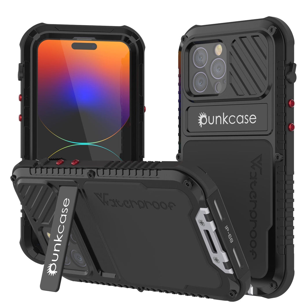 Coque iPhone 14 Pro Metal Extrême 3.0, Étui résistant en alliage militaire [antichoc] Coque en aluminium imperméable [noir]