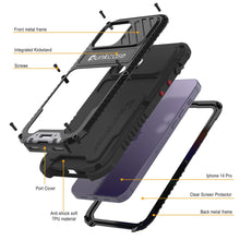 Charger l&#39;image dans la galerie, Coque iPhone 14 Pro Metal Extrême 3.0, Étui résistant en alliage militaire [antichoc] Coque en aluminium imperméable [noir]
