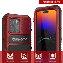 Charger l&#39;image dans la galerie, Coque iPhone 14 Pro Metal Extreme 3.0, étui blindé résistant aux chocs de qualité militaire [anti-choc] étanche en aluminium [rouge]
