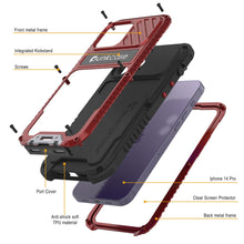 Charger l&#39;image dans la galerie, Coque iPhone 14 Pro Metal Extreme 3.0, étui blindé résistant aux chocs de qualité militaire [anti-choc] étanche en aluminium [rouge]
