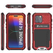 Charger l&#39;image dans la galerie, Coque iPhone 14 Pro Metal Extreme 3.0, étui blindé résistant aux chocs de qualité militaire [anti-choc] étanche en aluminium [rouge]
