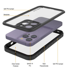 Charger l&#39;image dans la galerie, Étui iPhone 14 Pro étanche IP68, Punkcase [Transparent] [Série StudStar] [Ajustement Mince] [Anti-saleté]
