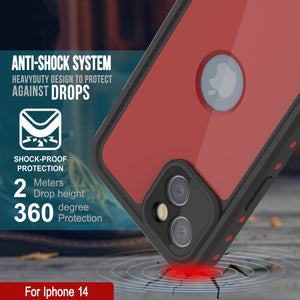 Coque iPhone 14 étanche IP68, Punkcase [Rouge] [Série StudStar] [Ajustement fin]