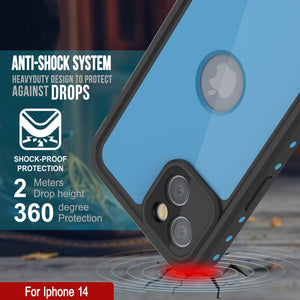 Coque étanche IP68 pour iPhone 14, Punkcase [Bleu clair] [Série StudStar] [Ajustement fin] [Anti-poussière]