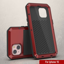 Charger l'image dans la galerie, Coque en métal pour iPhone 15, étui militaire résistant avec armure, protection antidérapante pour l'ensemble du téléphone [anti-chocs], solide [rouge].
