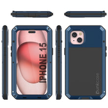 Charger l'image dans la galerie, Coque en métal pour iPhone 15, robuste et résistance de qualité militaire [anti-choc], protection complète et rigide [bleue].
